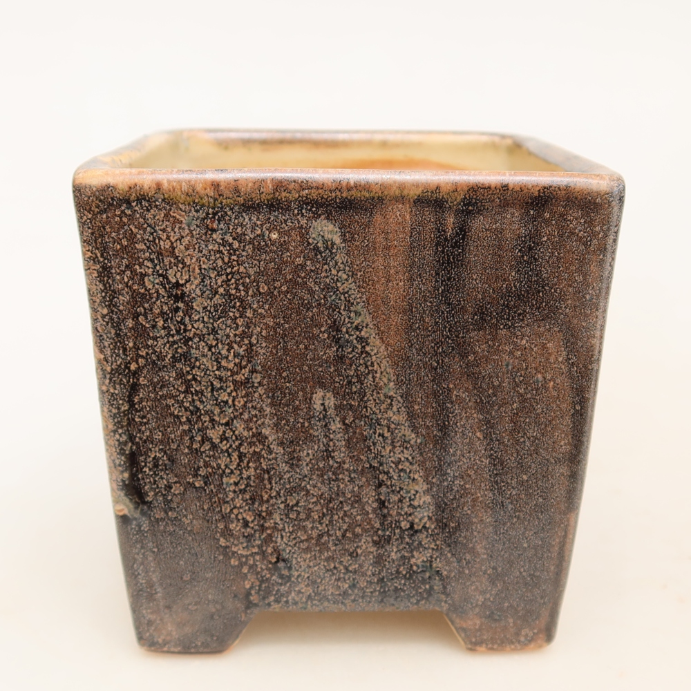 Vaso da bonsai in ceramica 8,5 x 8,5 x 9 cm, colore marrone
