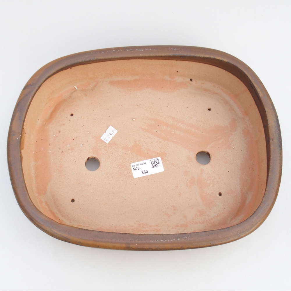 Ciotola per bonsai in ceramica 31,5 x 25 x 8 cm, marrone