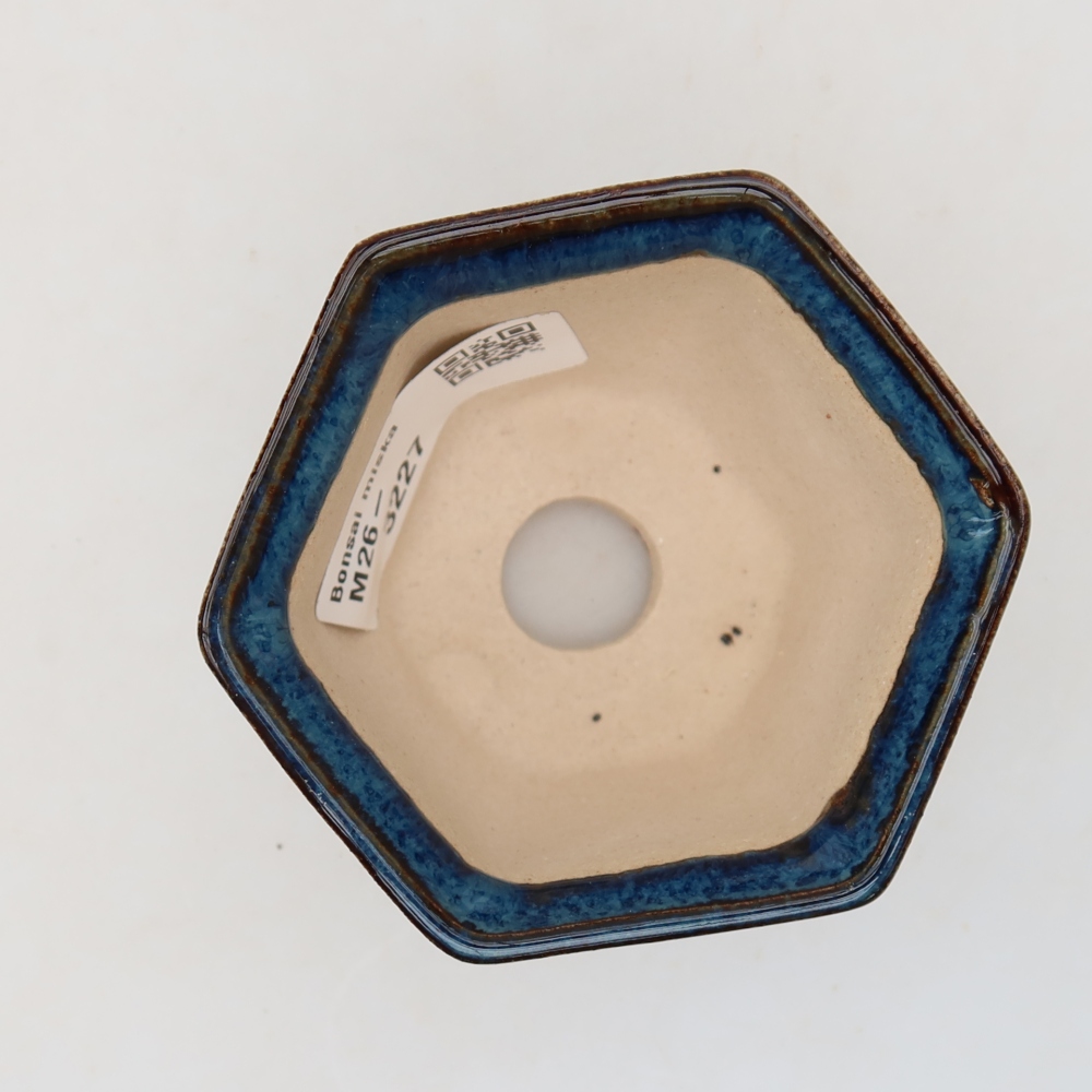Vaso in ceramica per bonsai 7 x 6,5 x 5 cm, colore blu