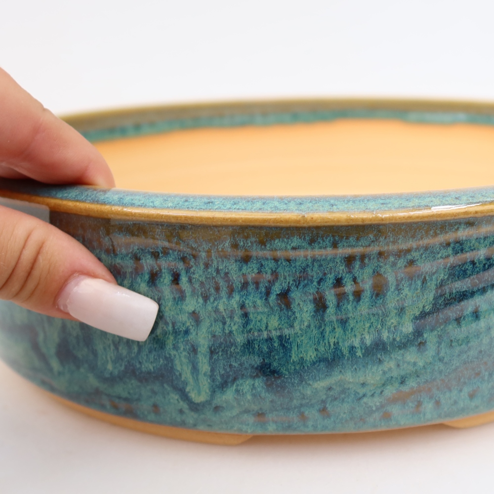 Ciotola bonsai in ceramica 26 x 26 x 6,5 cm, colore blu