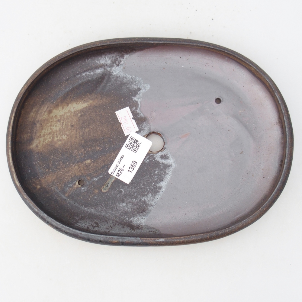 Ciotola per bonsai in ceramica 22,5 x 16,5 x 3 cm, marrone
