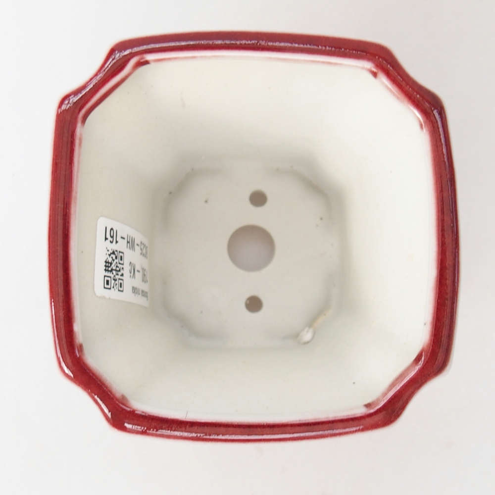 Ciotola per bonsai in ceramica 10 x 10 x 7 cm, colore rosso
