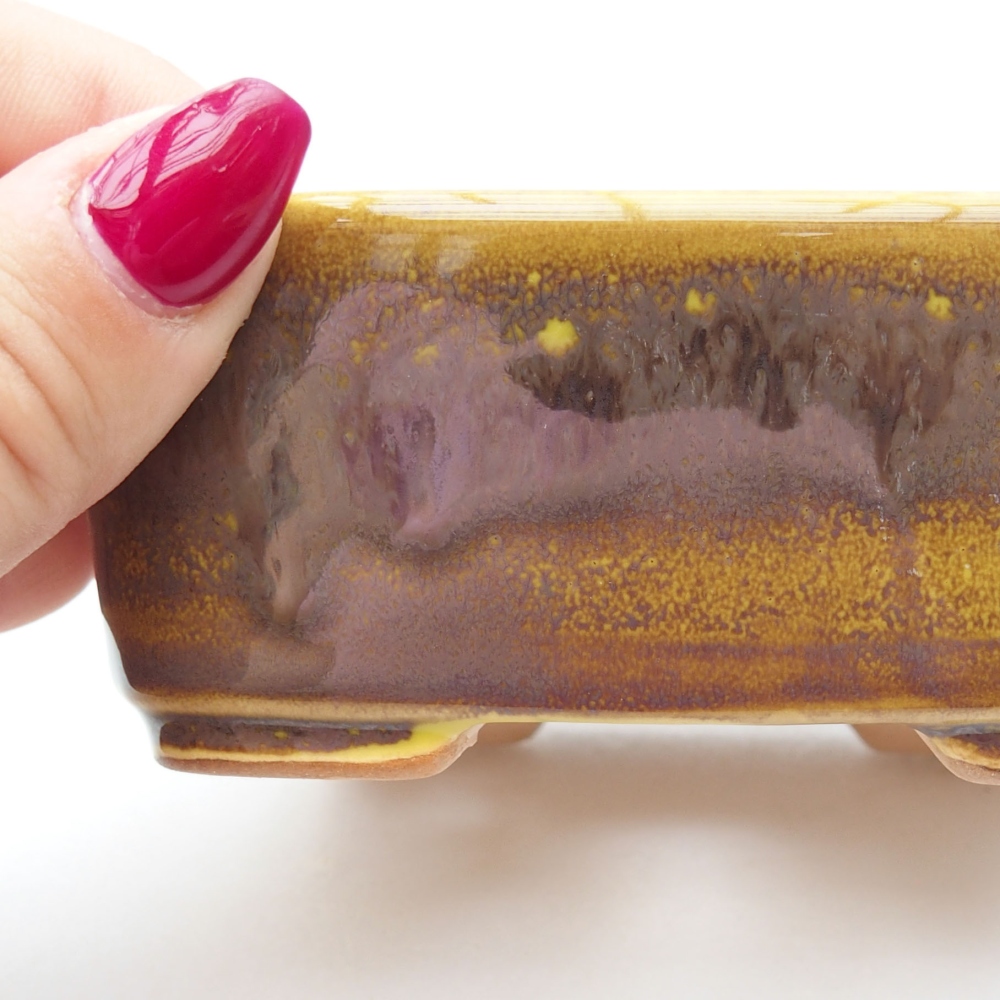 Ciotola per bonsai in ceramica 11 x 9,5 x 4,5 cm, giallo