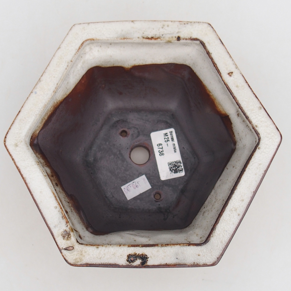 Ciotola per bonsai in ceramica 18,5 x 16,5 x 9 cm, bianca