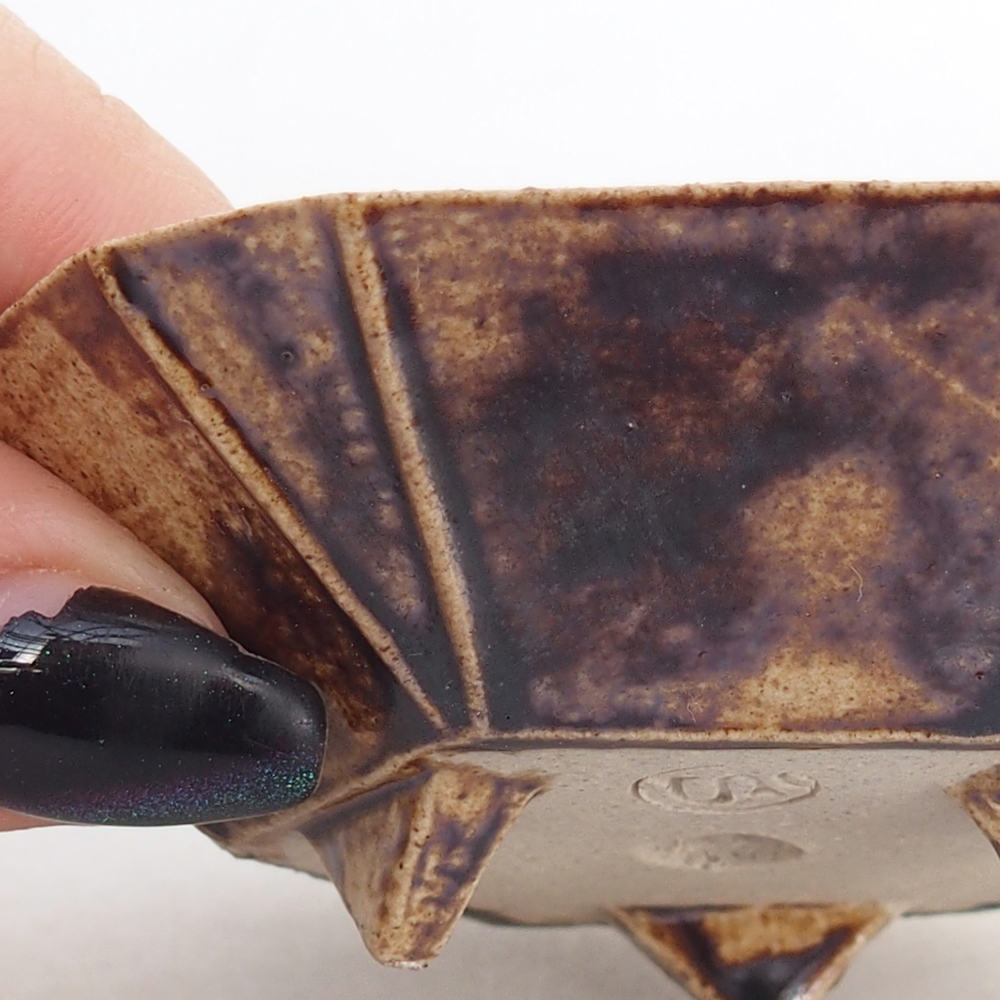 Ciotola per bonsai in ceramica 8,5 x 8 x 2,5 cm, marrone