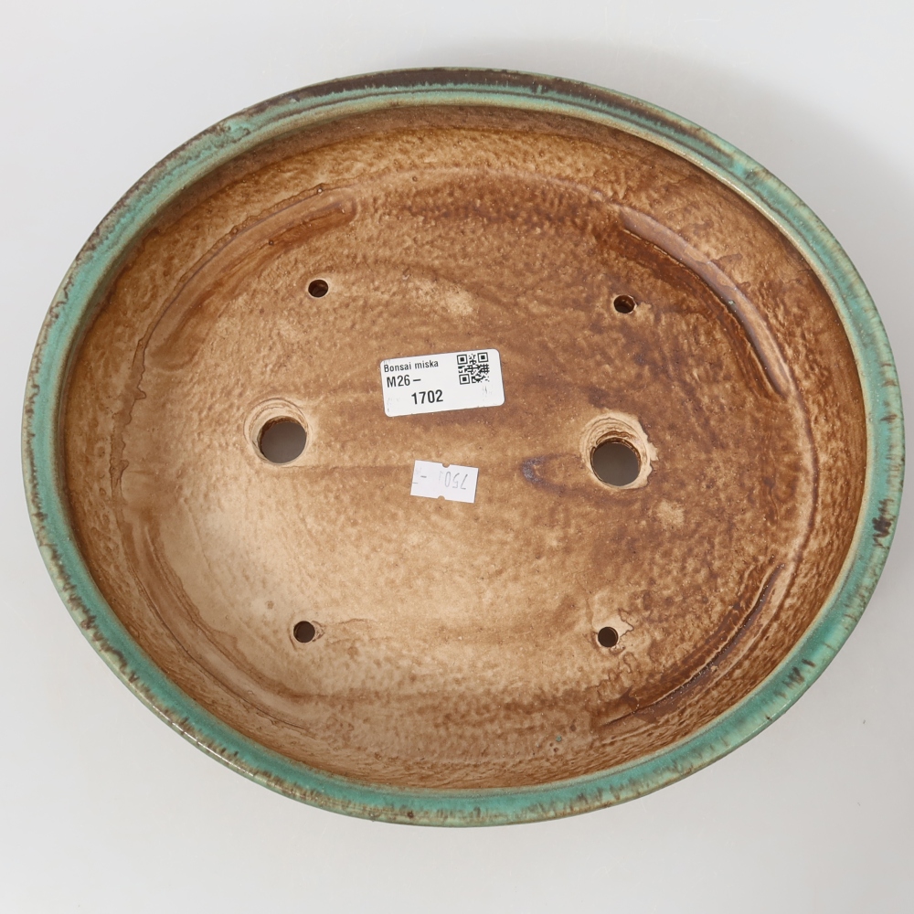 Ciotola per bonsai in ceramica 26,5 x 24 x 5,5 cm, verde