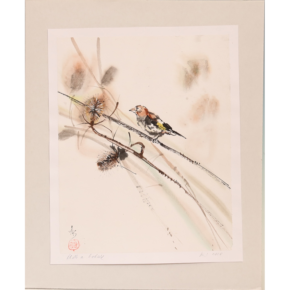 Calligrafia - L'uccello e il cardo