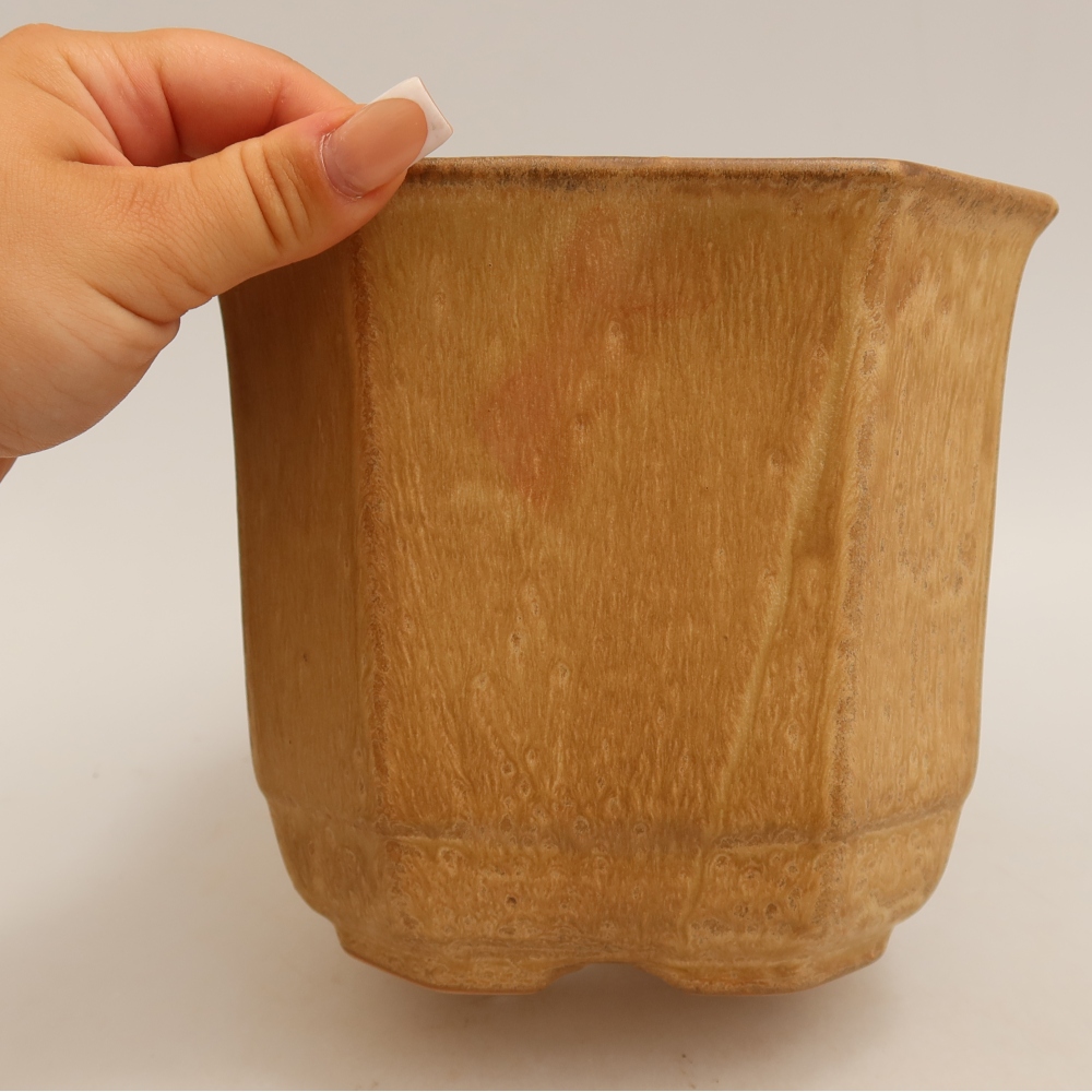 Vaso da bonsai in ceramica 17,5 x 17,5 x 15,5 cm, colore beige