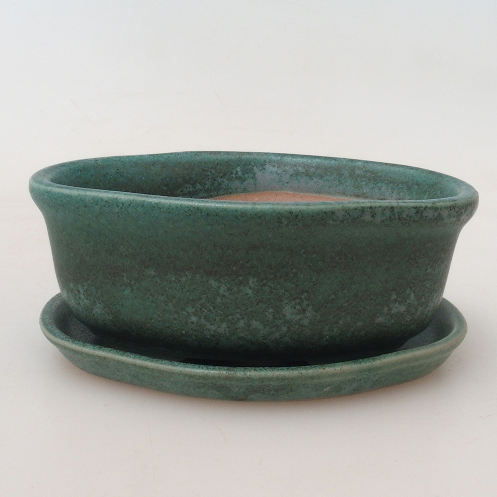 Ciotola bonsai + piattino H05 - 11 x 8 x 4 cm - verde