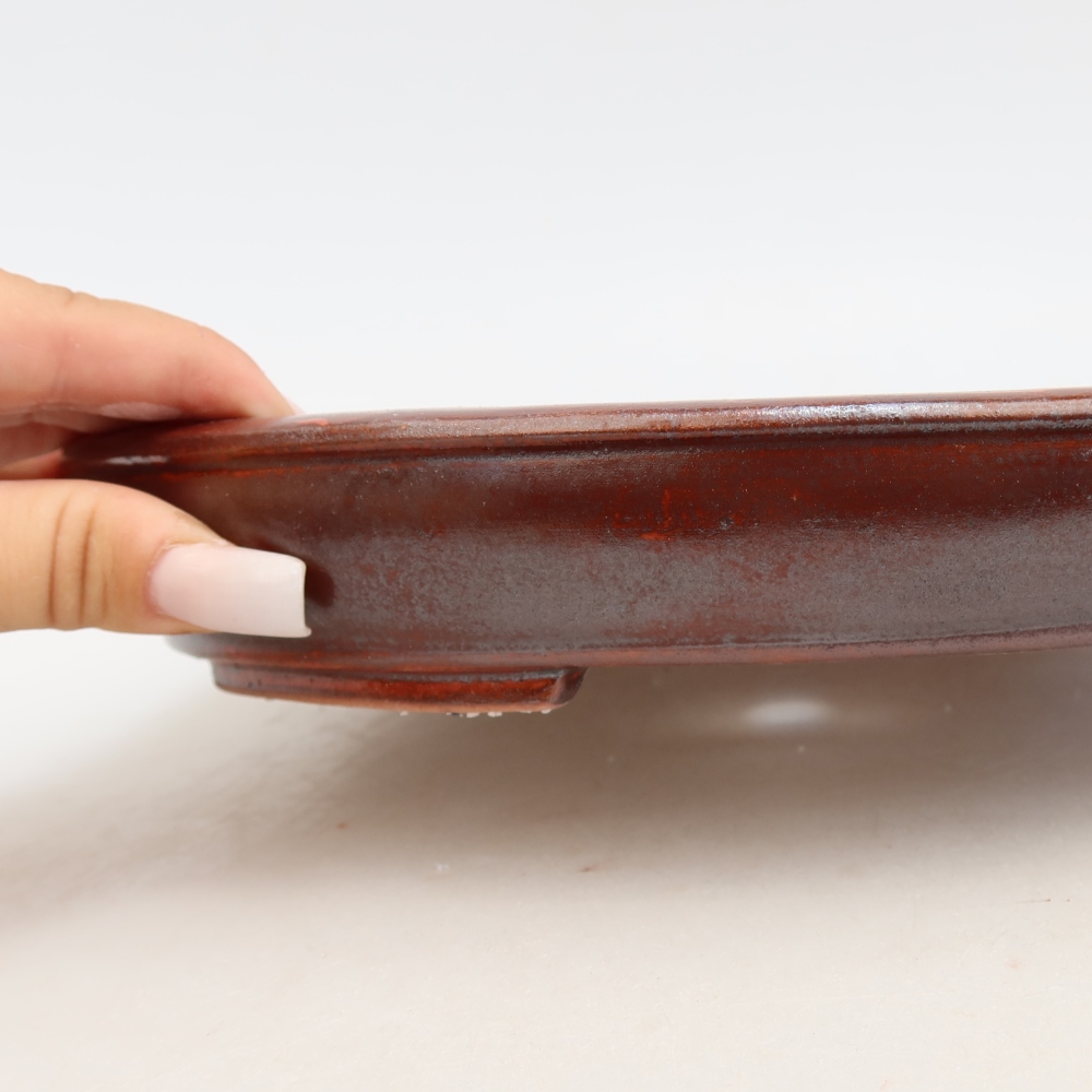 Vaso da bonsai in ceramica 24,5 x 20 x 4 cm, colore rosso metallizzato