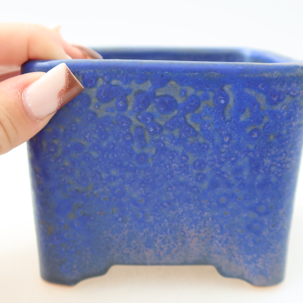 Ciotola per bonsai in ceramica 10 x 10 x 8 cm, colore blu