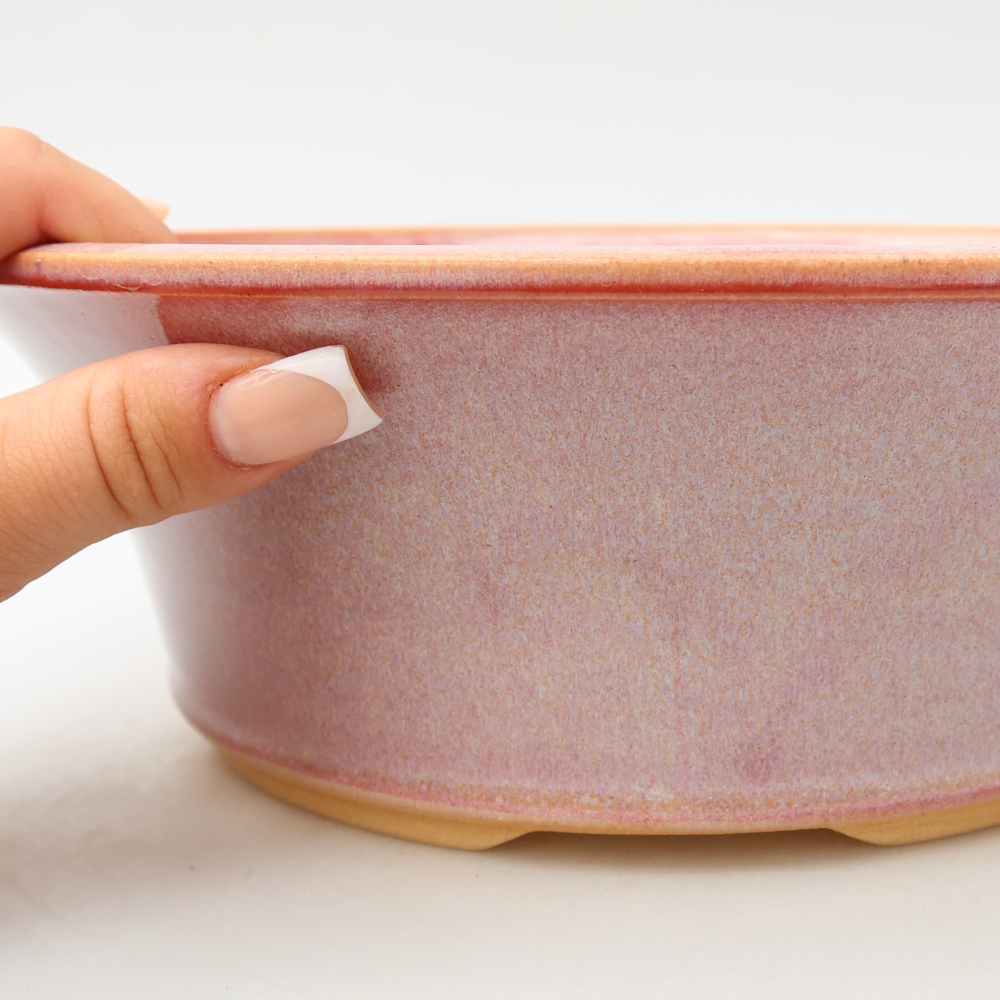 Vaso per bonsai in ceramica 25,5 x 25,5 x 8,5 cm, colore rosa