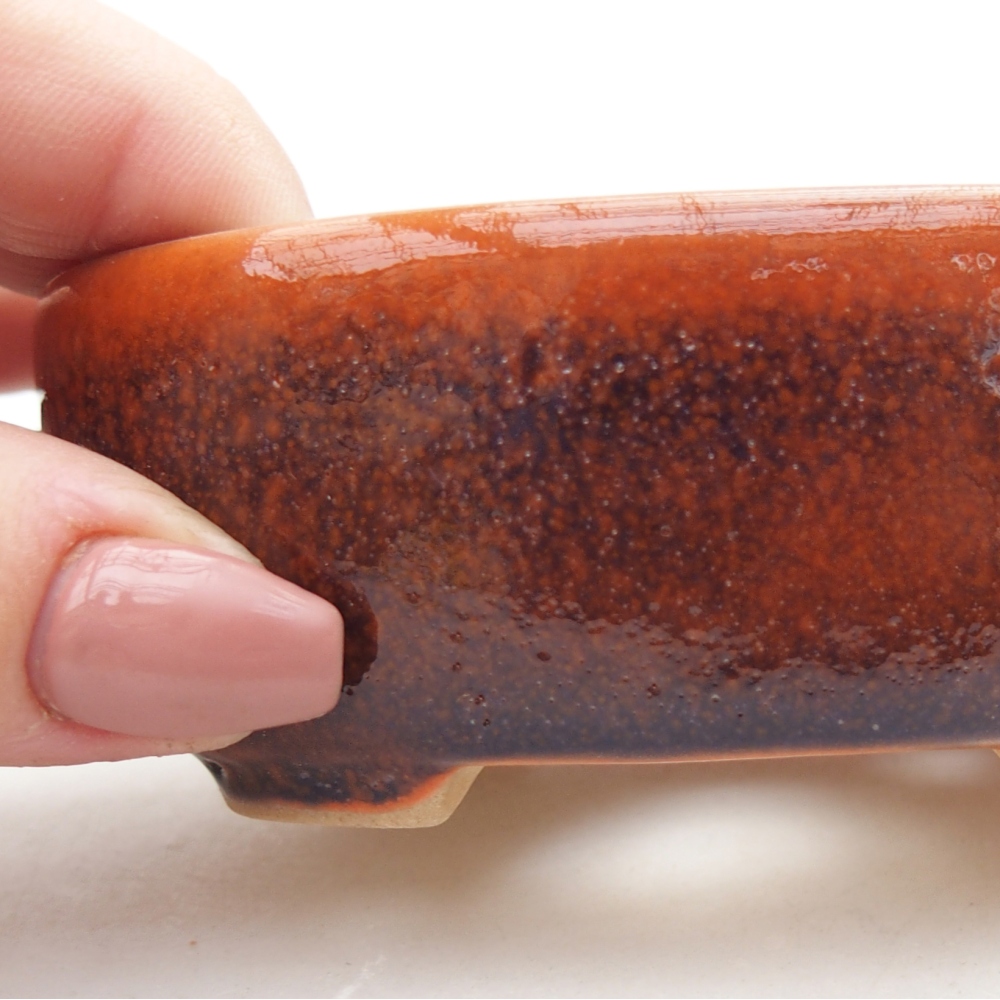 Ciotola per bonsai in ceramica 9 x 7,5 x 3,5 cm, arancione