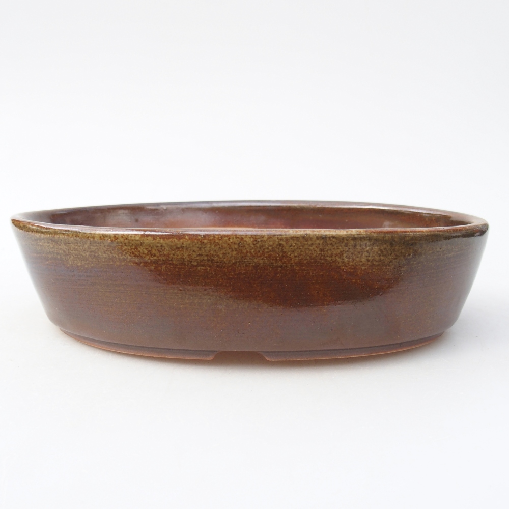 Ciotola per bonsai in ceramica 18,5 x 13,5 x 4,5 cm, marrone