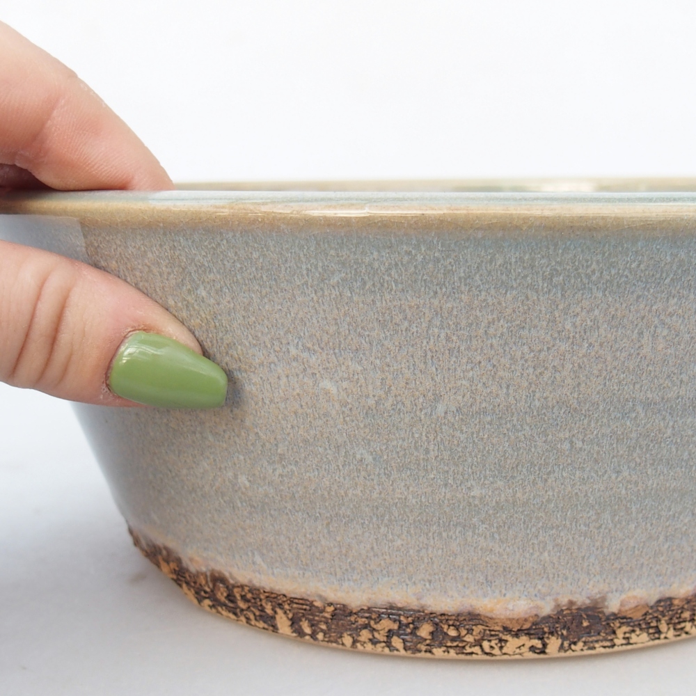 Ciotola per bonsai in ceramica 21 x 21 x 8 cm, verde-marrone