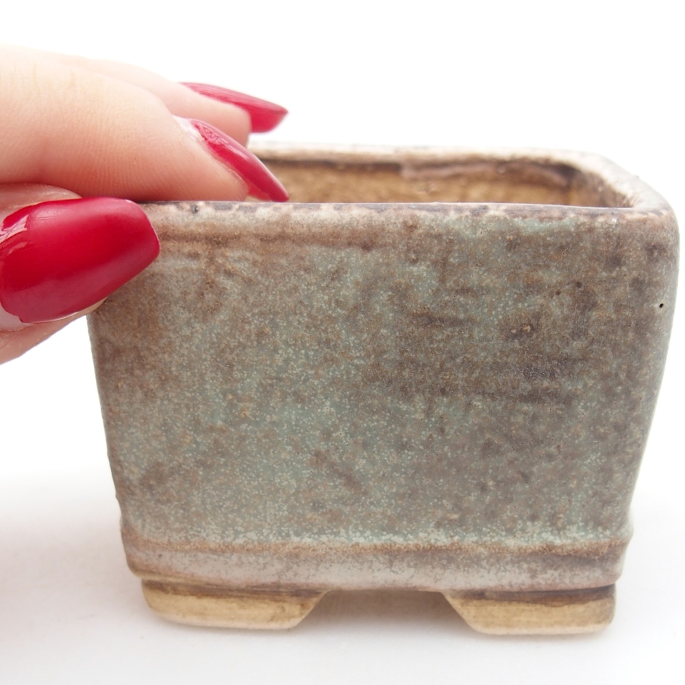 Ciotola per bonsai in ceramica 6 x 6 x 4,5 cm, verde