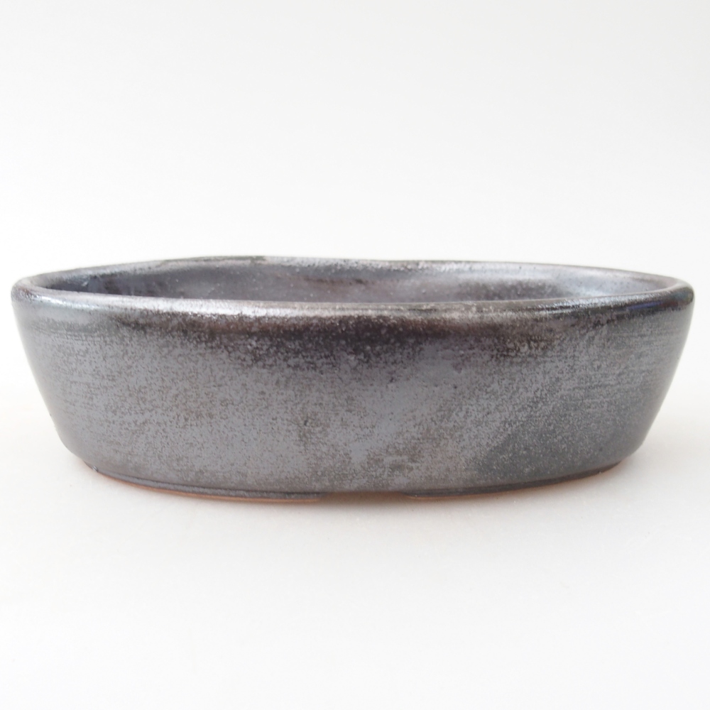 Ciotola bonsai in ceramica 15 x 9,5 x 4 cm, colore metallo