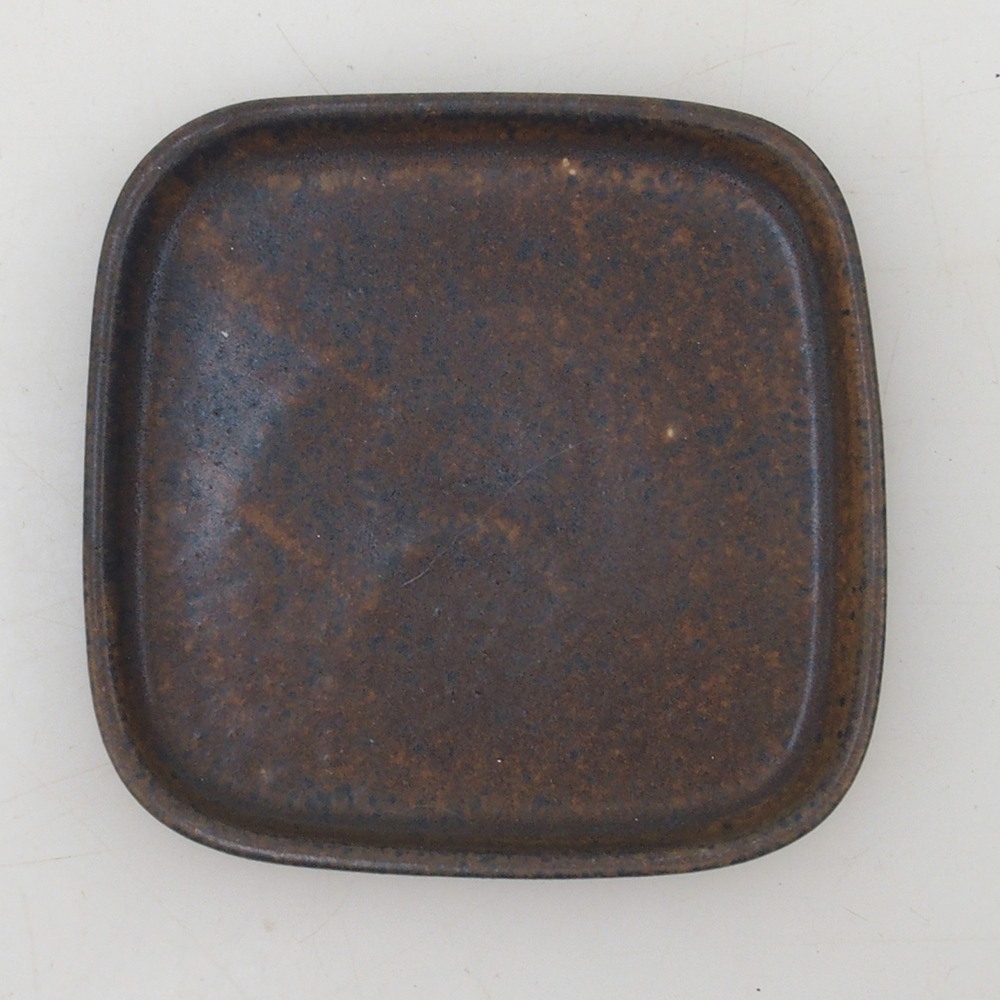 Piattino bonsai quadrato 9 x 9 x 1 cm - marrone