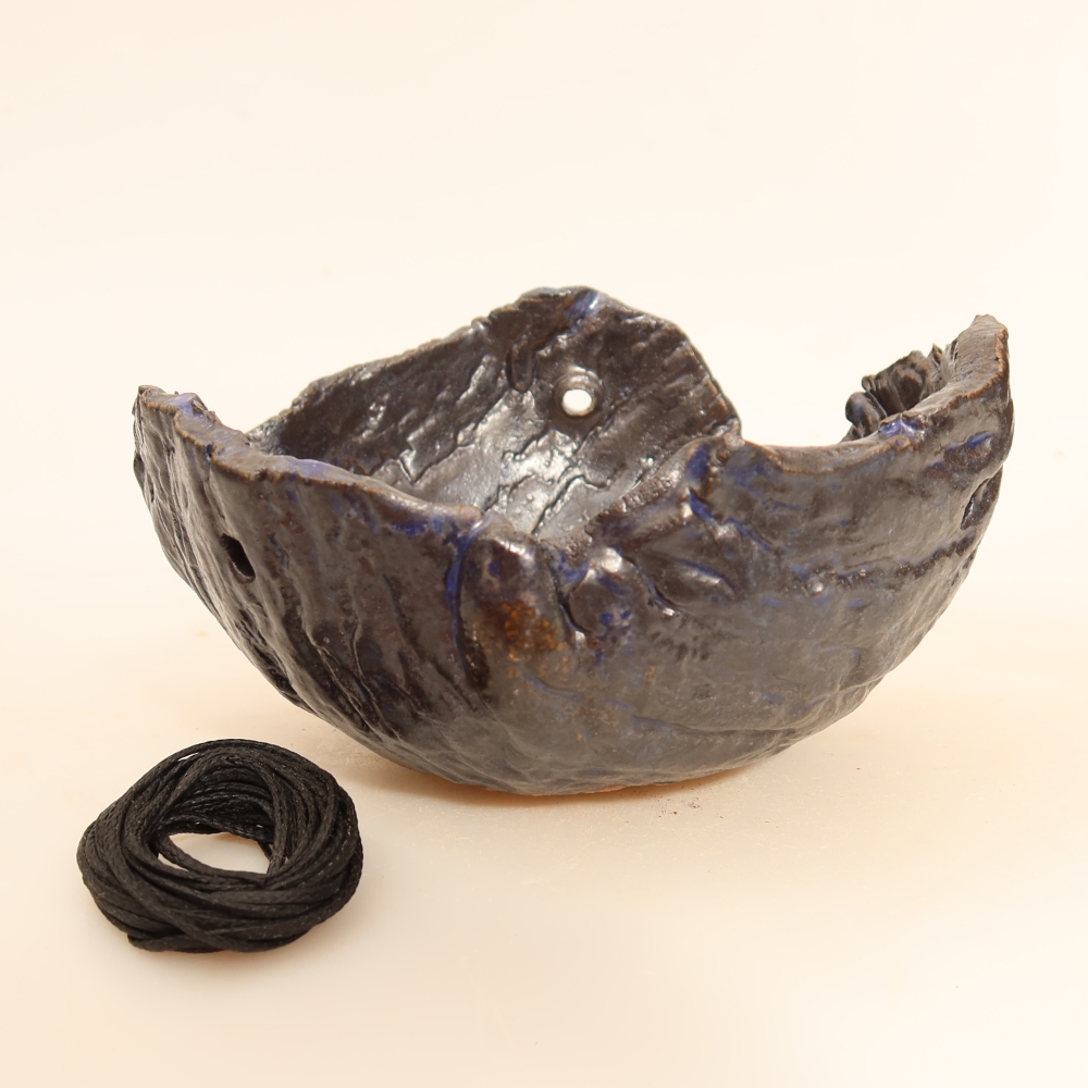 Conchiglia in ceramica per Kokedama 12,5 x 12 x 7 cm, colore blu