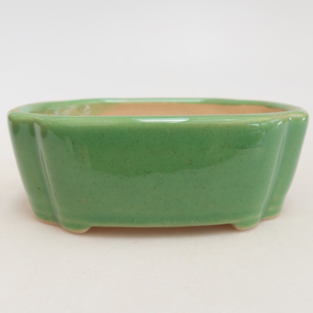 Vaso in ceramica per bonsai 10,5 x 8 x 4 cm, colore verde