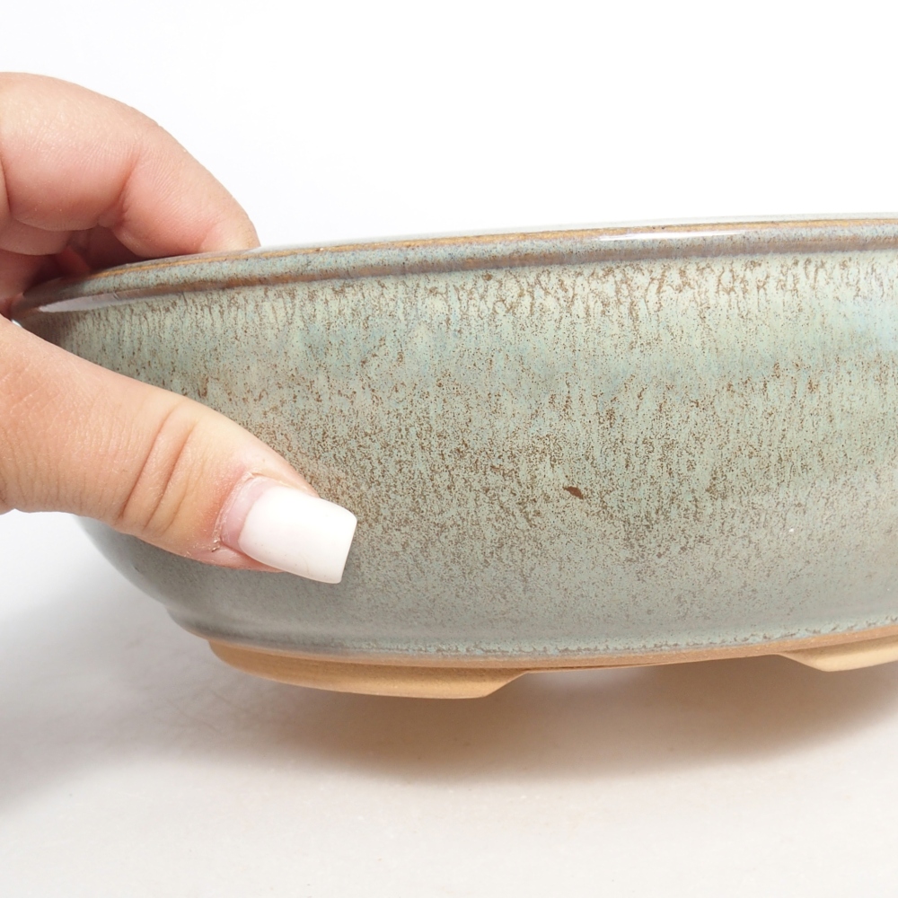 Ciotola per bonsai in ceramica 22,5 x 22,5 x 7 cm, verde