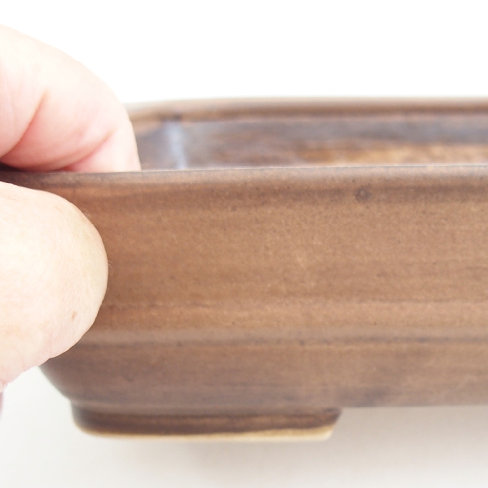 Ciotola per bonsai in ceramica 21,5 x 17,5 x 5,5 cm, marrone
