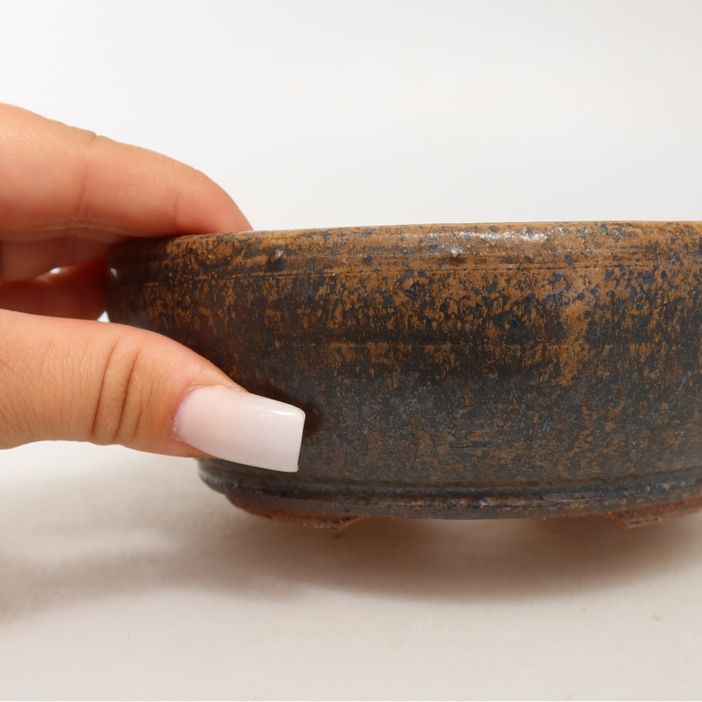 Vaso da bonsai in ceramica 14,5 x 14,5 x 5 cm, colore marrone