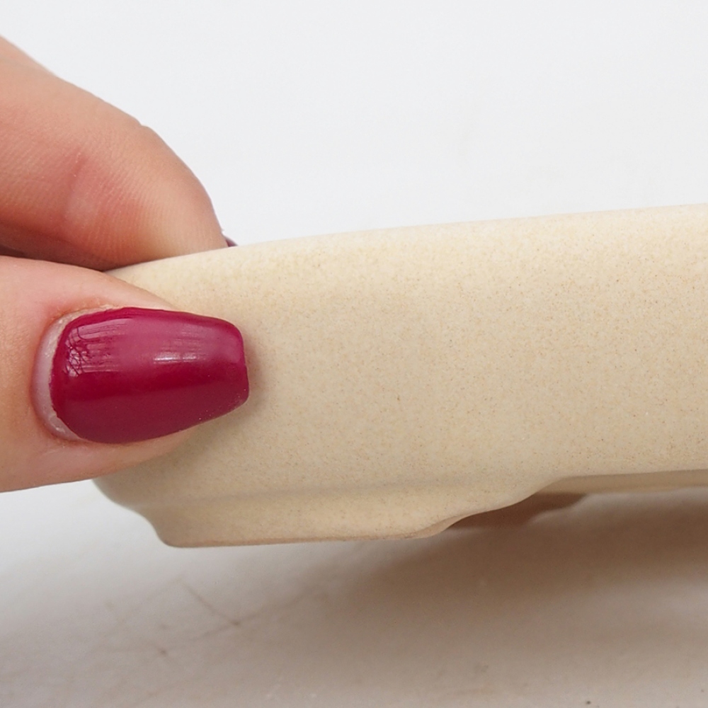 Ciotola per bonsai in ceramica 13,5 x 10 x 3 cm, colore beige