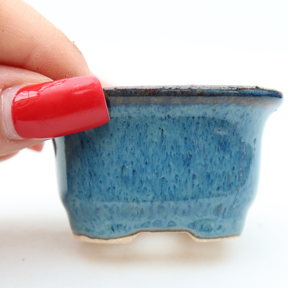 Vaso in ceramica per bonsai 6 x 5 x 3,5 cm, colore blu