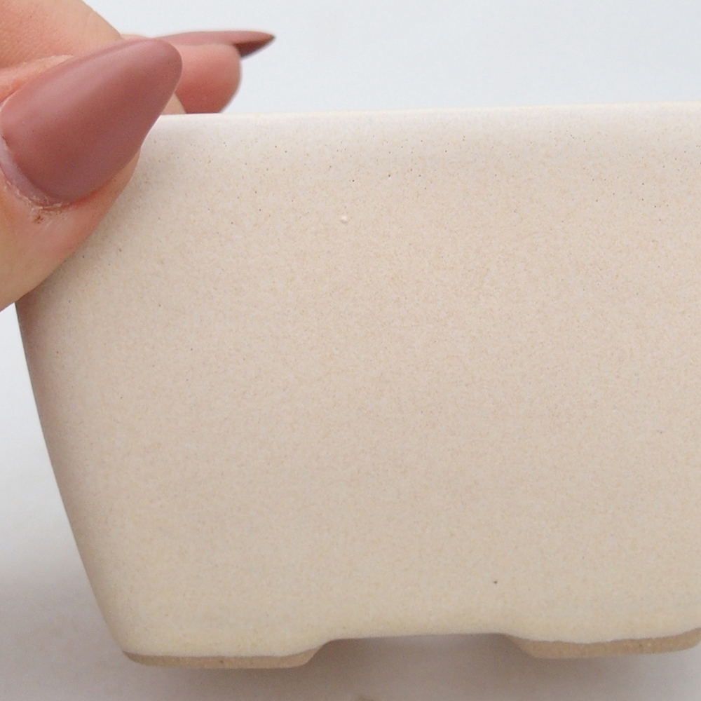 Ciotola per bonsai in ceramica 8,5 x 8,5 x 6 cm, colore beige