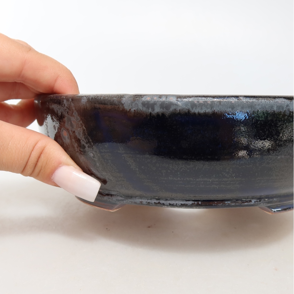 Vaso da bonsai in ceramica 17 x 17 x 5 cm, colore blu