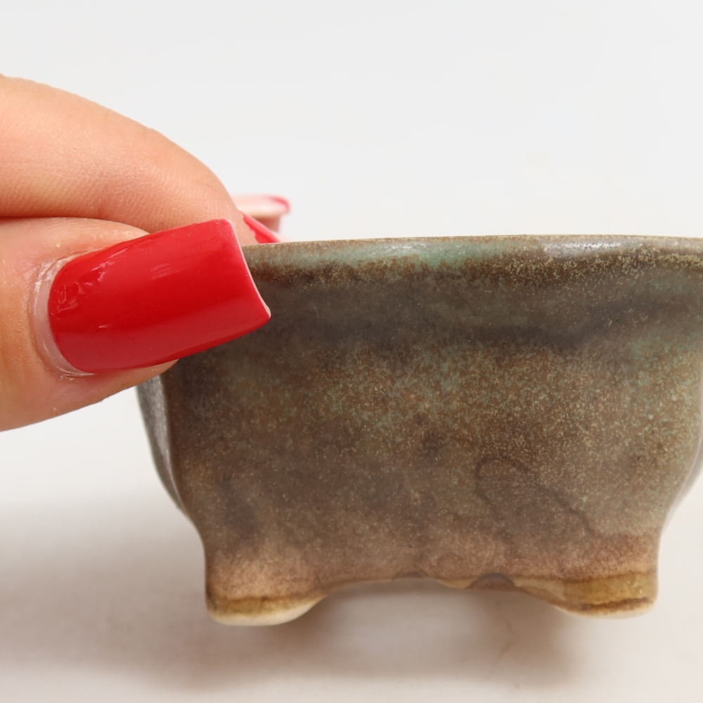 Vaso in ceramica per bonsai 7 x 7 x 3,5 cm, colore verde