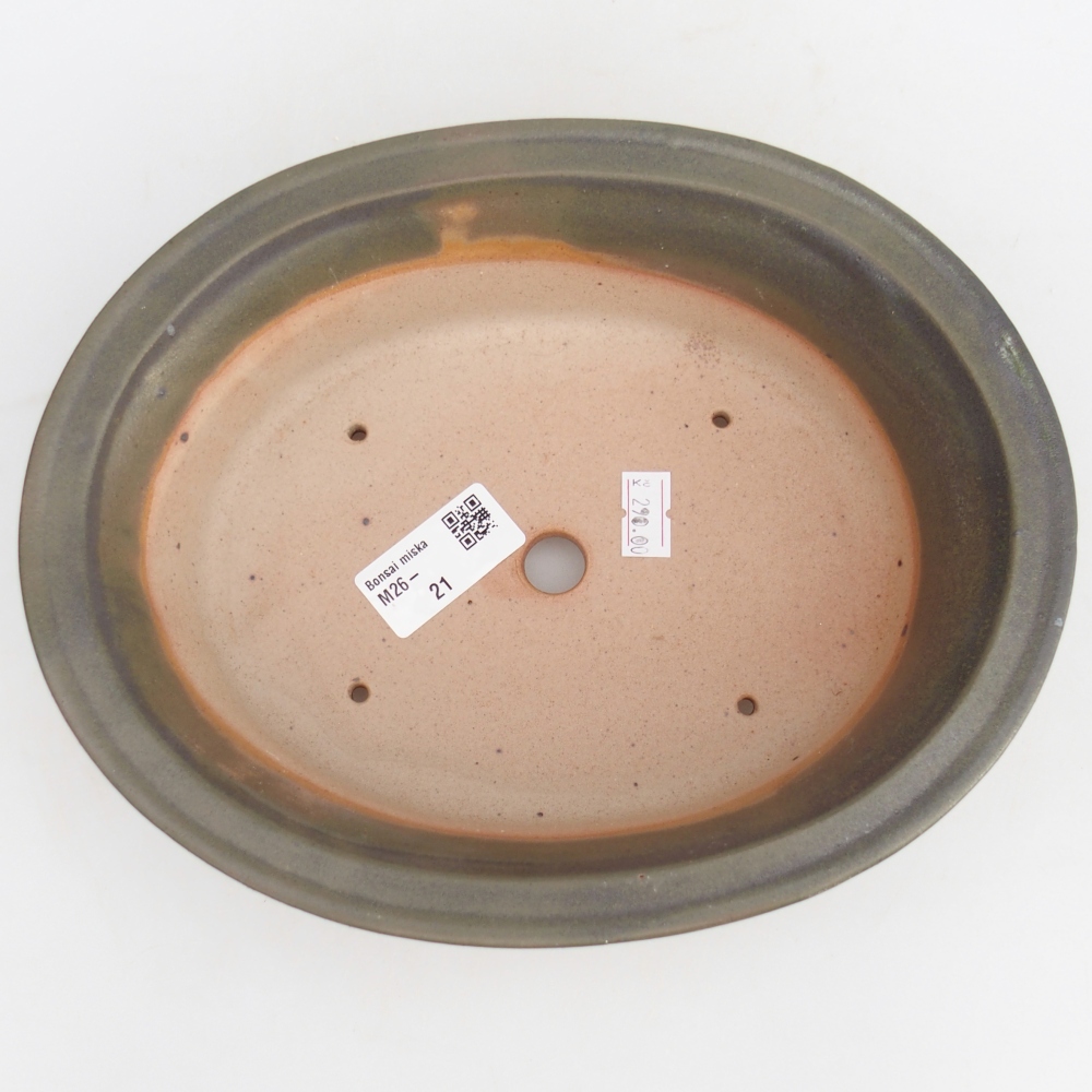 Ciotola per bonsai in ceramica 22,5 x 18,5 x 7 cm, verde