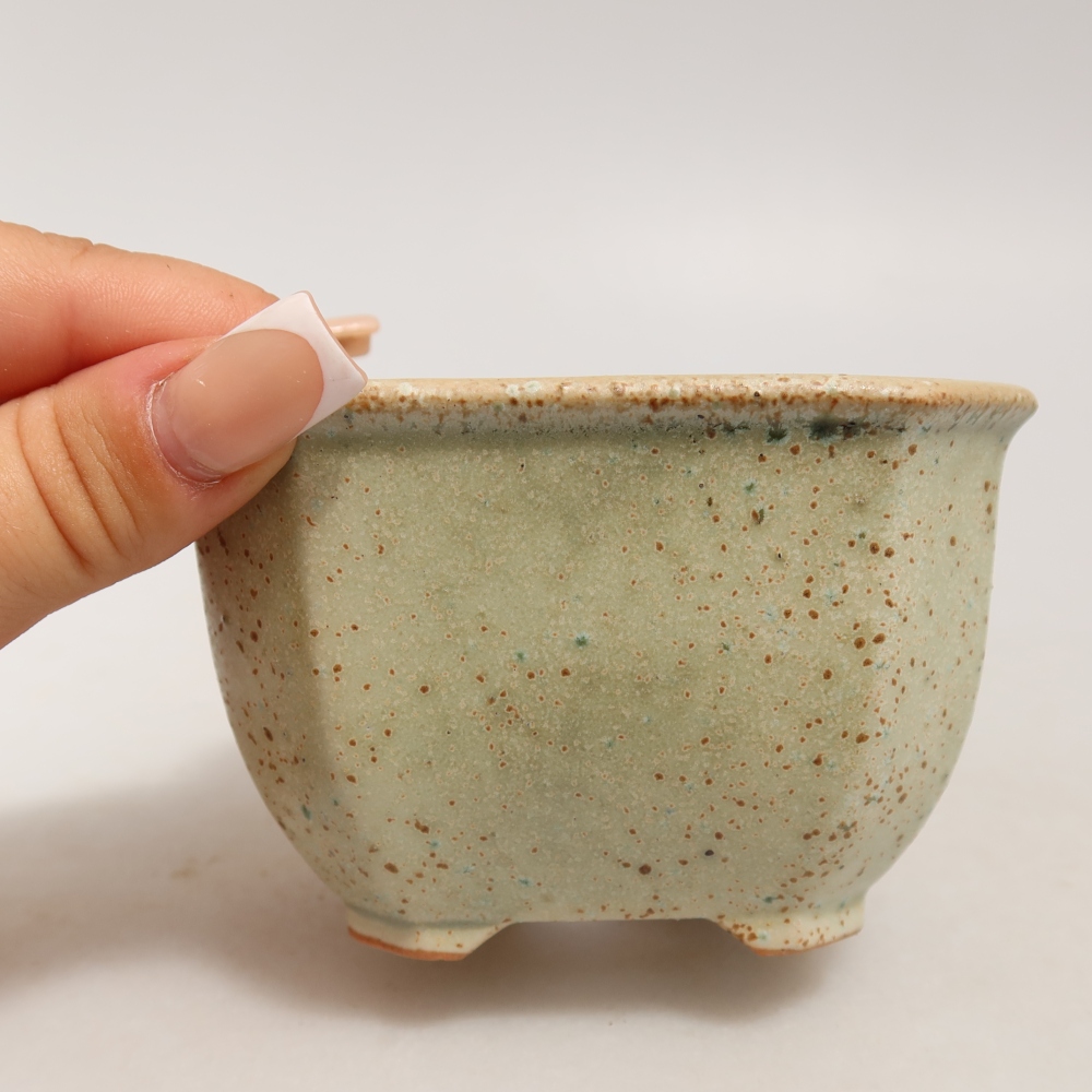 Vaso da bonsai in ceramica 10 x 10 x 6,5 cm, colore verde