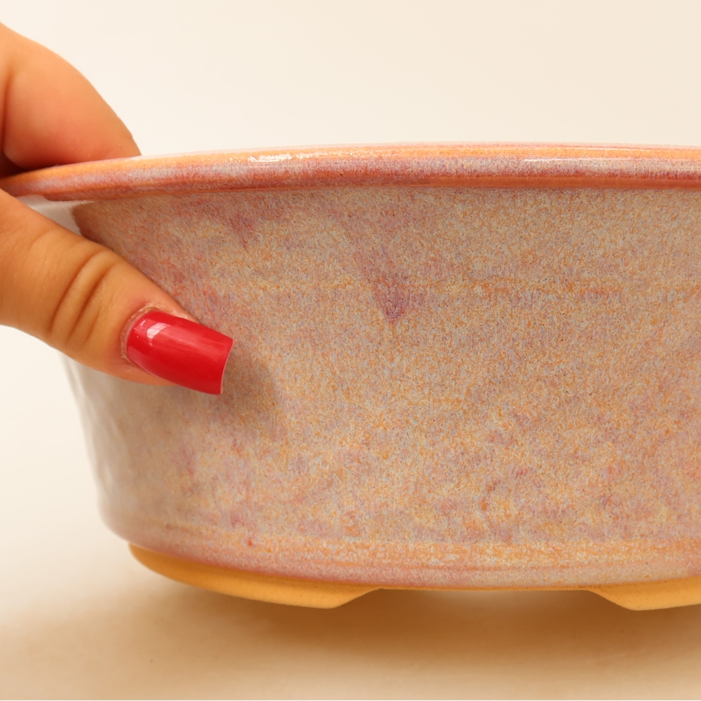 Vaso da bonsai in ceramica 25 x 25 x 8 cm, colore rosa