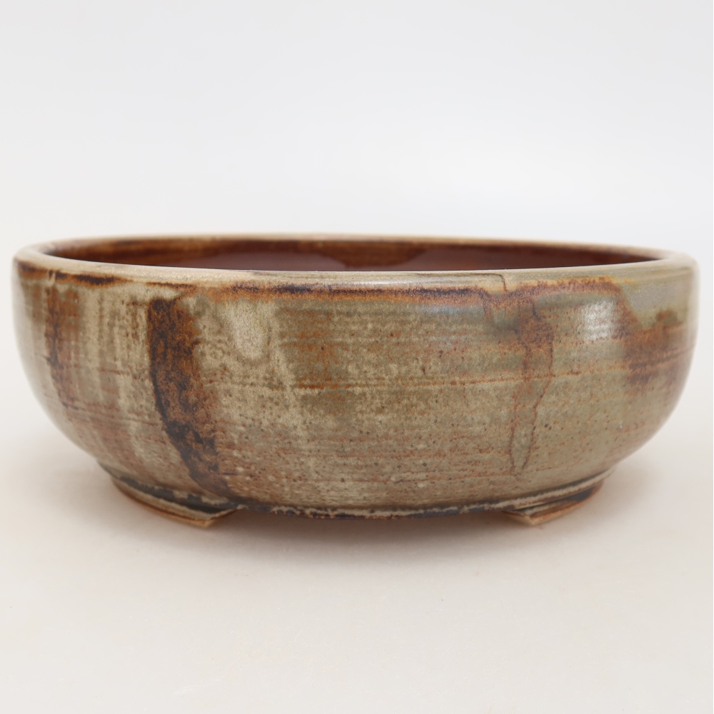 Vaso da bonsai in ceramica 17,5 x 17,5 x 6 cm, colore marrone