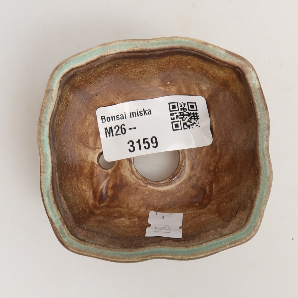 Vaso in ceramica per bonsai 7 x 7 x 3,5 cm, colore verde