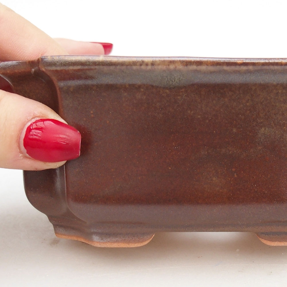 Ciotola per bonsai in ceramica 12,5 x 9 x 5,5 cm, marrone