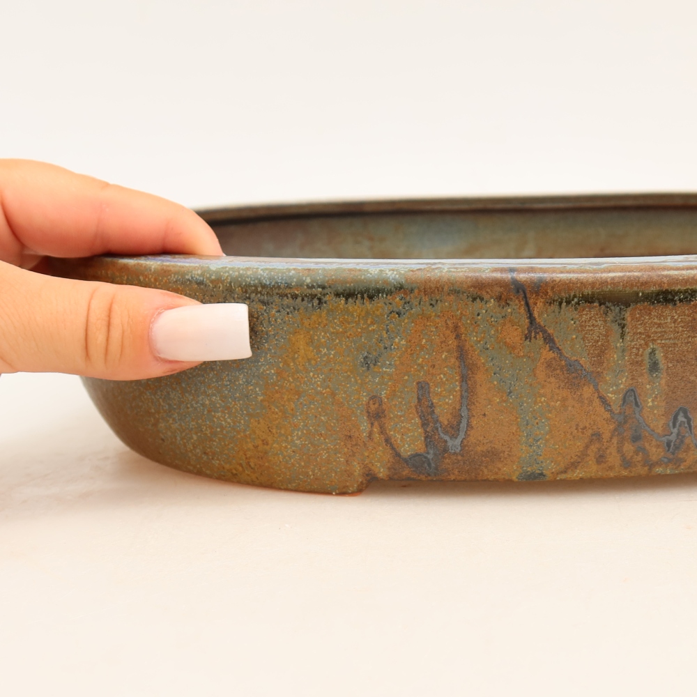 Vaso da bonsai in ceramica 27 x 21 x 5,5 cm, colore blu-marrone