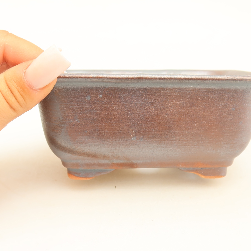 Ciotola bonsai in ceramica 13,5 x 10,5 x 6 cm, colore metallo