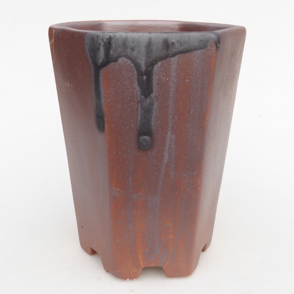 Ciotola bonsai in ceramica 12,5 x 11,5 x 16,5 cm, colore metallo