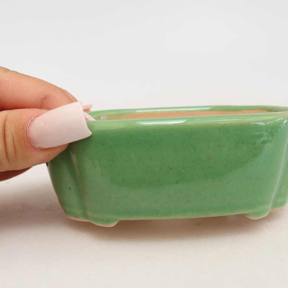Vaso in ceramica per bonsai 10,5 x 8 x 4 cm, colore verde