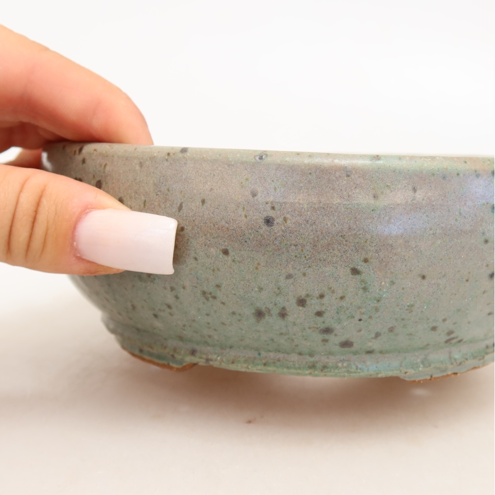 Vaso da bonsai in ceramica 14,5 x 14,5 x 5,5 cm, colore verde