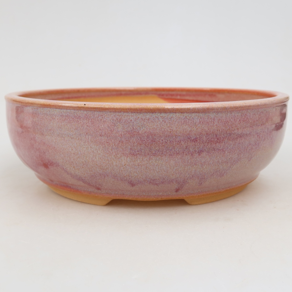 Vaso da bonsai in ceramica 21,5 x 21,5 x 6,5 cm, colore rosa