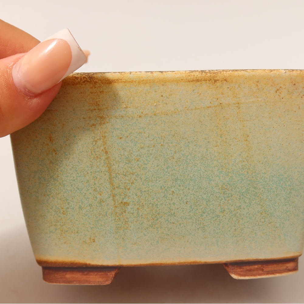 Vaso da bonsai in ceramica 10,5 x 10,5 x 7 cm, colore verde