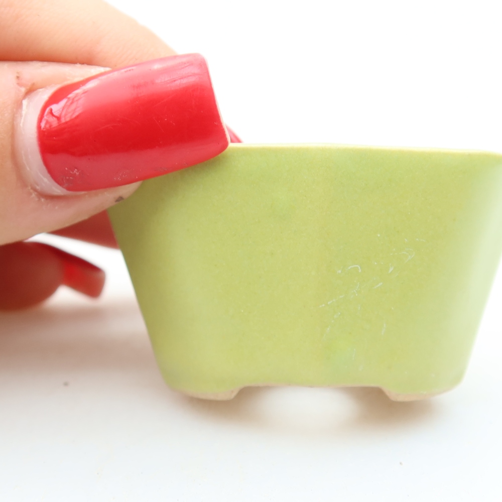 Vaso in ceramica per bonsai 4,5 x 3 x 2,5 cm, colore verde