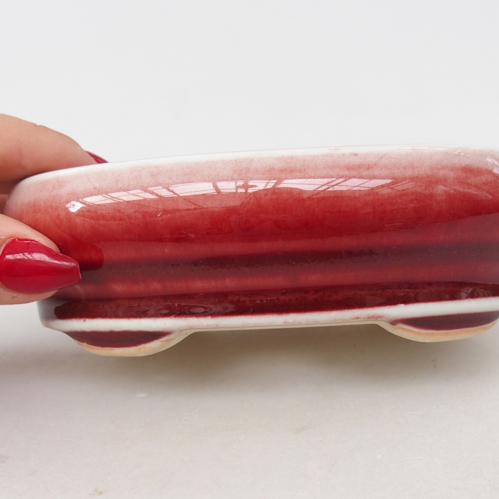 Ciotola per bonsai in ceramica 13 x 8,5 x 4 cm, colore rosso