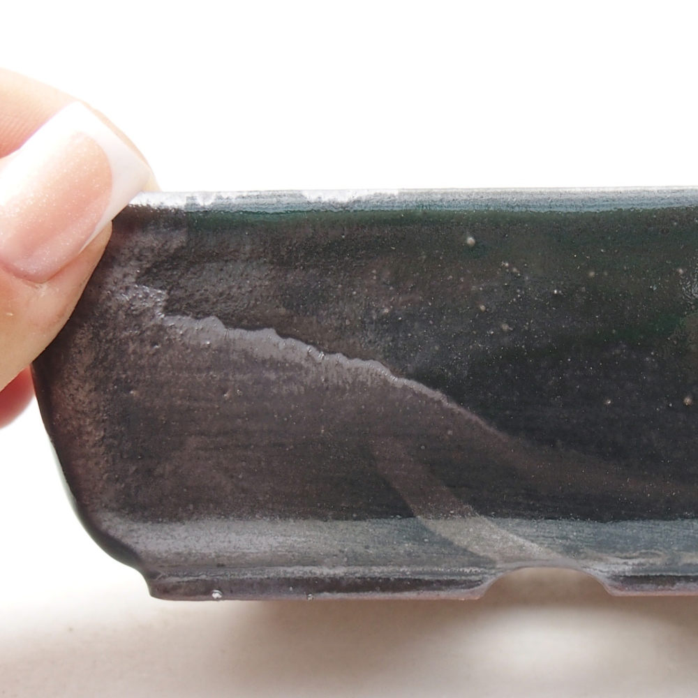 Ciotola bonsai in ceramica 12 x 8,5 x 4,5 cm, verde metallizzato