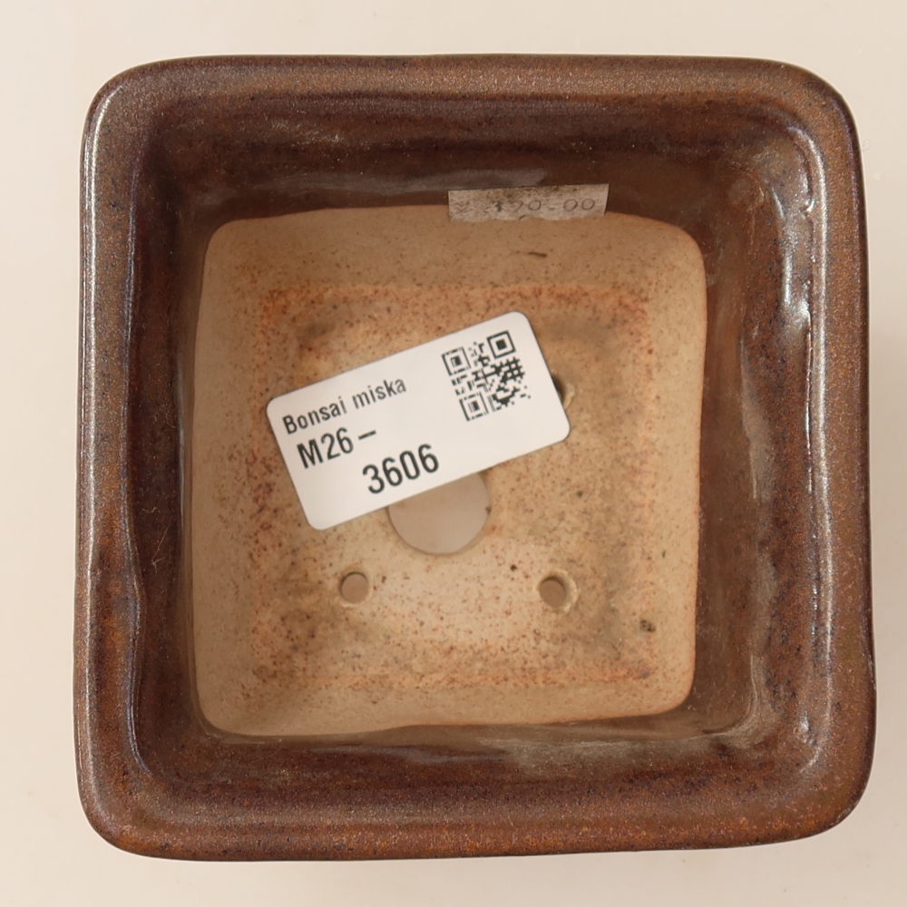 Vaso da bonsai in ceramica 9,5 x 9,5 x 5,5 cm, colore marrone