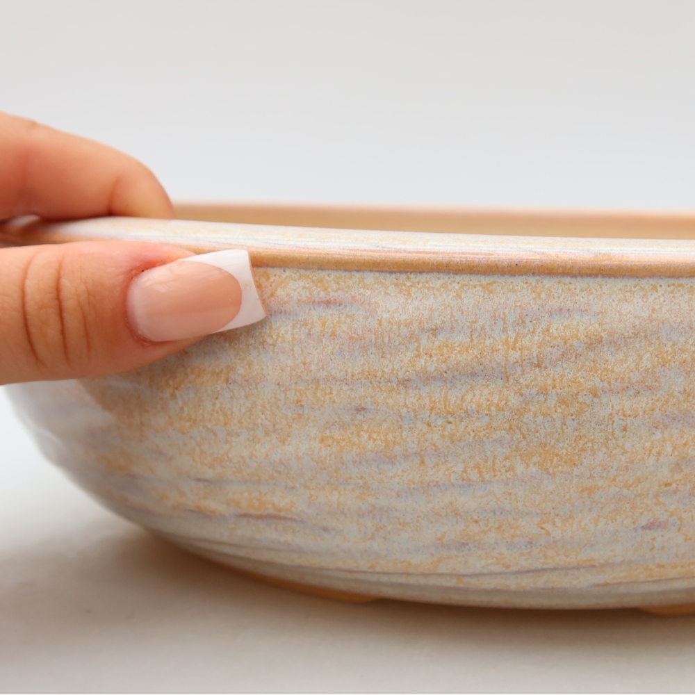 Ciotola bonsai in ceramica 26,5 x 26,5 x 7,5 cm, colore beige